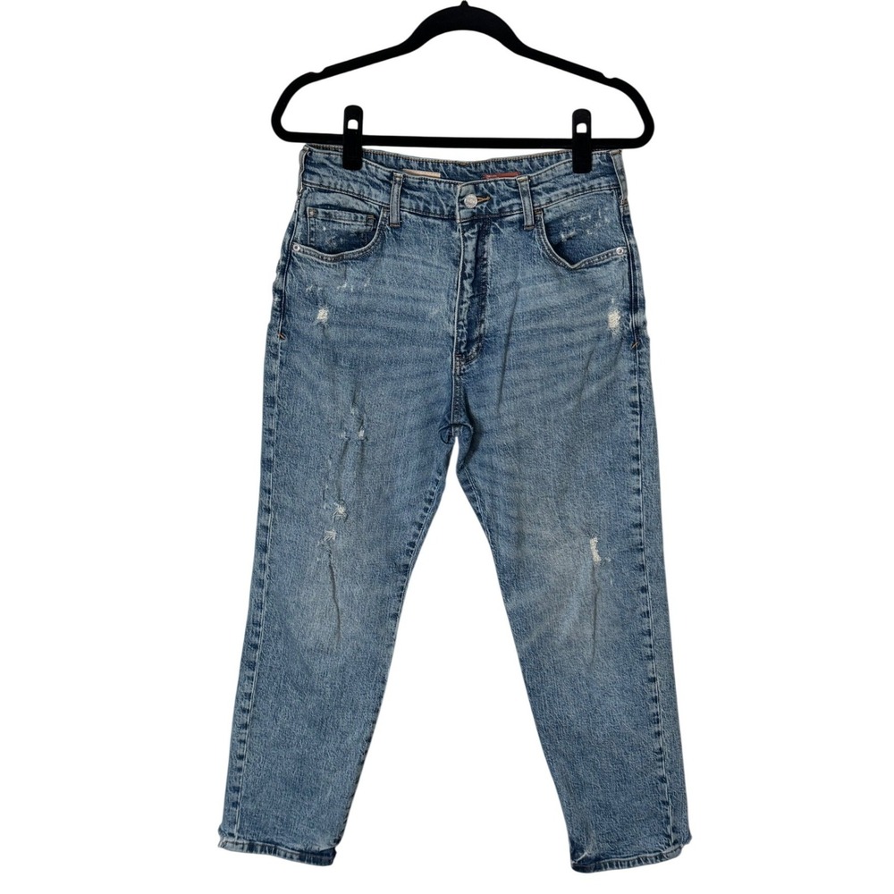 Pilcro Womens High Rise Straight Leg Distressed Jeans Medium Wash Size 27‎